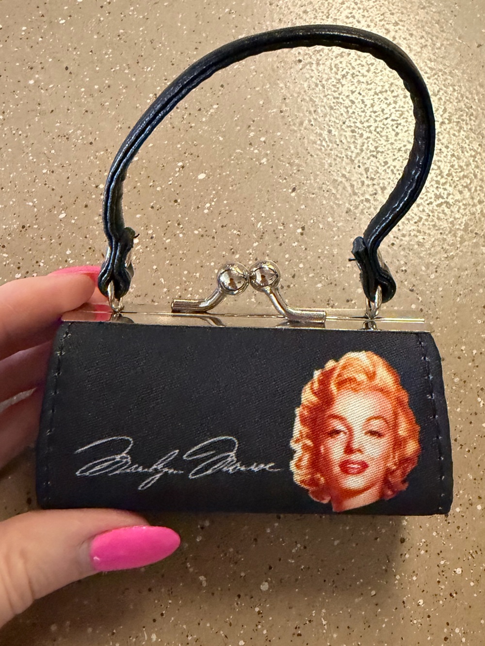 Marilyn Monroe Vintage Black Mini Kiss-Lock Lipstick Holder